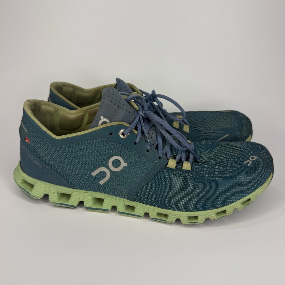 On Cloud X 1.0 Women's Storm Willow Blue Green Running Shoes Size 10 Comfort